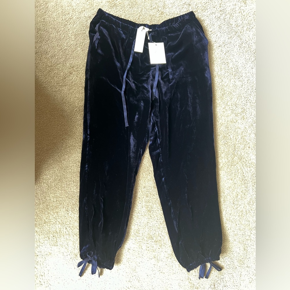 Sapphire Blue Velvet w/Ankle Ribbon Pants by Joie, Size Medium, NWT